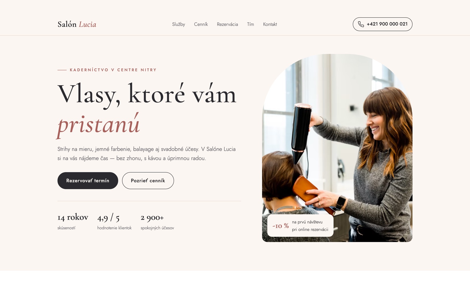 Hair salon website
